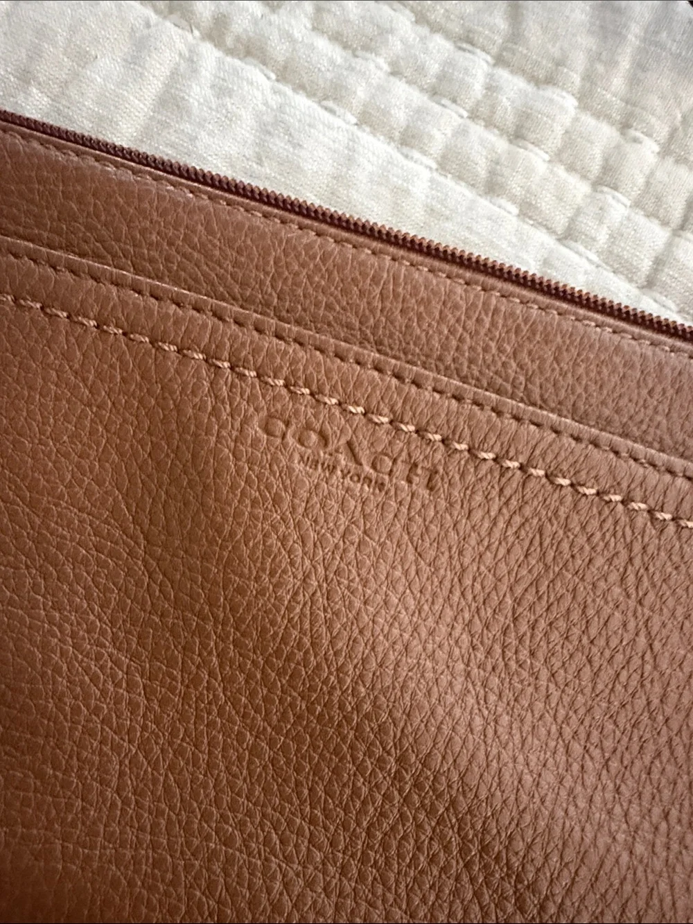 Coach Brown saddle Leather Wristlet Clutch
